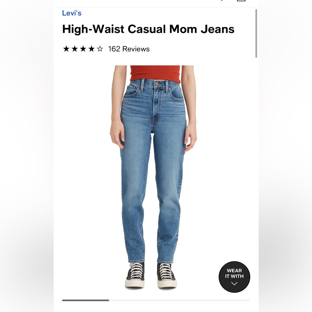 NWT Levis High Waisted Mom Jeans 33x29 Color: Thats Her